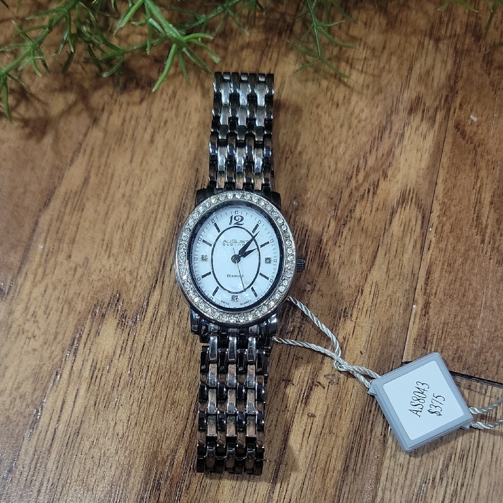 NWT August Steiner Graphite Gray & Crystal Dial Watch
